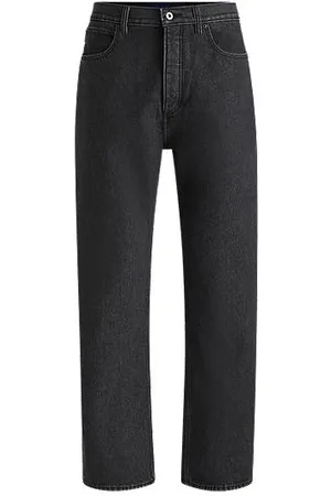 HUGO BOSS Baggy-fit jeans in black stonewashed denim