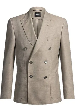 HUGO BOSS Slim-fit blazer in patterned virgin wool