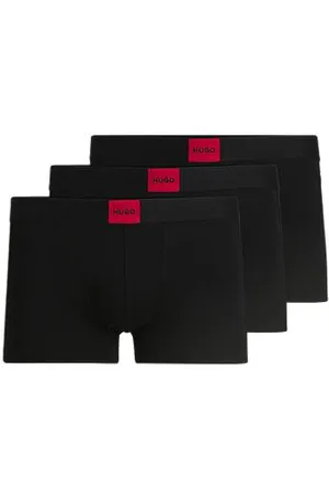 HUGO BOSS Three-pack of stretch-cotton trunks with logo waistbands