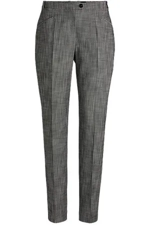 HUGO BOSS Relaxed-fit trousers in melange stretch sharkskin fabric