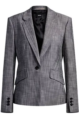 HUGO BOSS Slim-fit blazer in melange sharkskin fabric