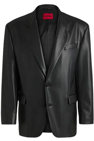 HUGO BOSS Oversized-fit blazer in faux leather