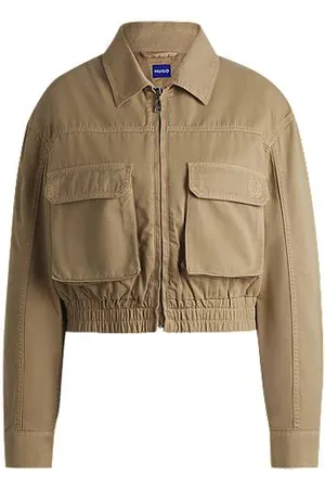HUGO BOSS Cropped jacket in cotton canvas