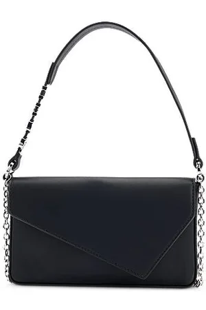 HUGO BOSS Faux-leather clutch bag with logo-hardware top handle