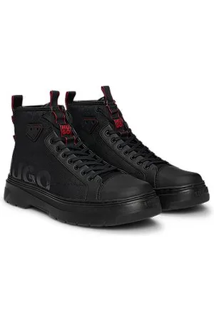 HUGO BOSS Lace-up boots with gloss-effect logo