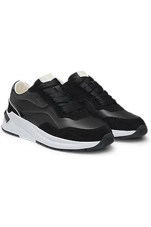 HUGO BOSS Mixed-material lace-up trainers with suede trims - Ramadan Edit