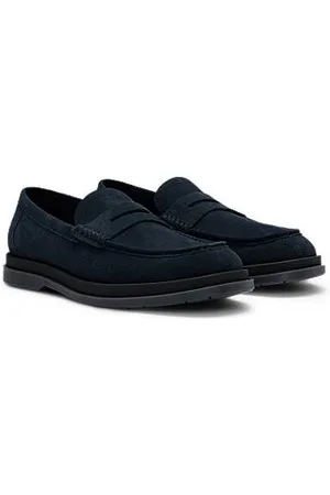 HUGO BOSS Suede moccasins with penny trim