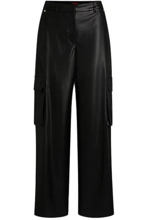 HUGO BOSS Loose-fit cargo trousers in faux leather