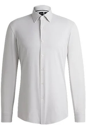 HUGO BOSS Slim-fit shirt in micro-structured performance-stretch jersey