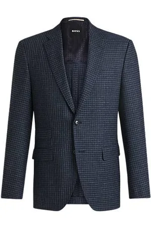 HUGO BOSS Regular-fit blazer in checked stretch cloth