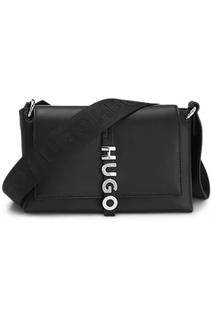 HUGO BOSS Faux-leather crossbody bag with logo-hardware closure