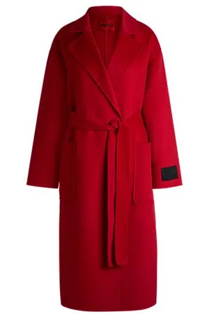 HUGO BOSS Oversized-fit coat with tie-up belt