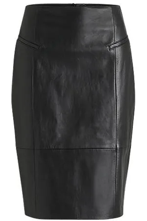 HUGO BOSS Pencil skirt in lustrous leather
