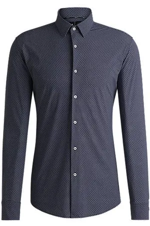 HUGO BOSS Slim-fit shirt in geometric-print performance-stretch jersey