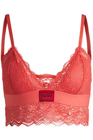 HUGO BOSS Lace-trim bra with red logo label