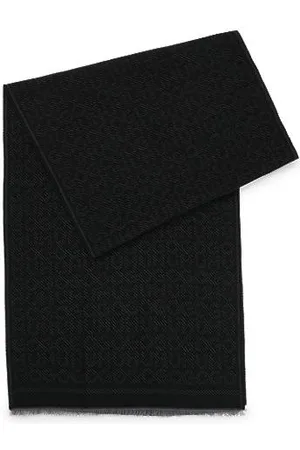 HUGO BOSS Jacquard-woven scarf with pinstripe stacked logos