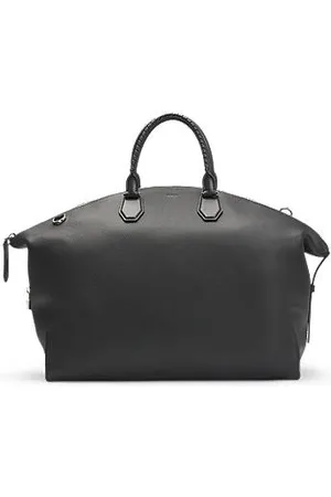 HUGO BOSS Grained-leather holdall with detachable metal padlock