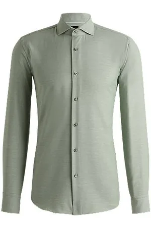 HUGO BOSS Regular-fit shirt in cotton-cashmere twill