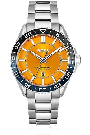HUGO BOSS Tone watch with orange dial and rotating bezel