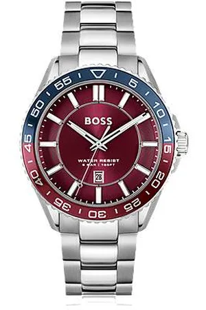 HUGO BOSS Tone watch with red dial and rotating bezel