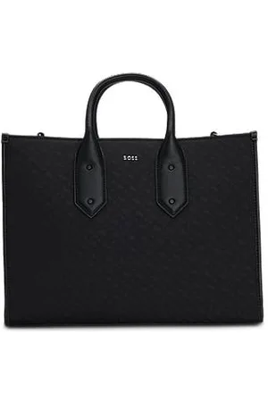 HUGO BOSS Monogram-twill tote bag with faux-leather trims