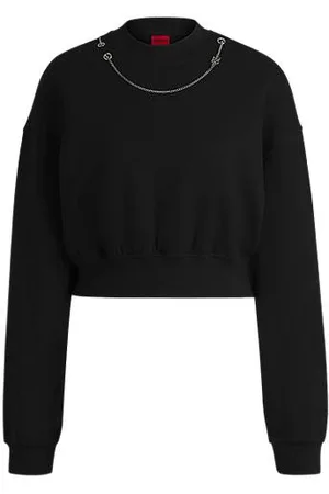 HUGO BOSS Cotton-blend sweatshirt with detachable signature chain