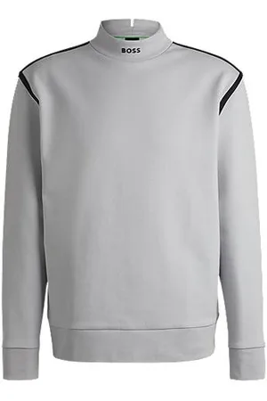 HUGO BOSS Cotton-blend sweatshirt with branded mock neckline