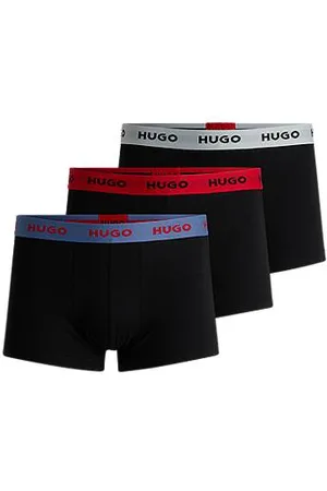 HUGO BOSS Three-pack of stretch-cotton trunks with logo waistbands