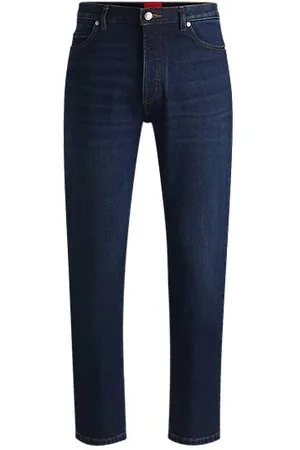 HUGO BOSS Tapered-fit jeans in dark-blue stretch denim
