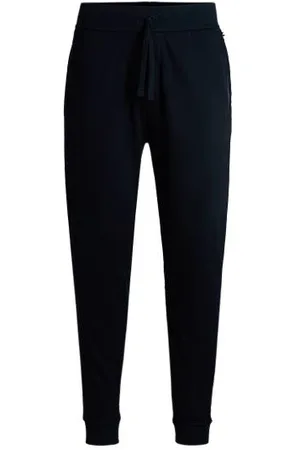 HUGO BOSS Cotton-terry tracksuit bottoms with metallic logo