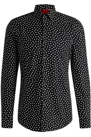 HUGO BOSS Slim-fit shirt in printed cotton poplin