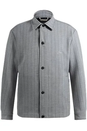 HUGO BOSS Relaxed-fit overshirt with stripe and script logo