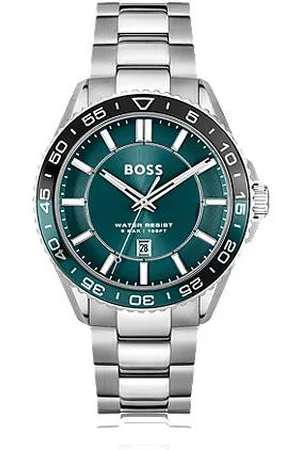 HUGO BOSS Tone watch with turquoise dial and rotating bezel