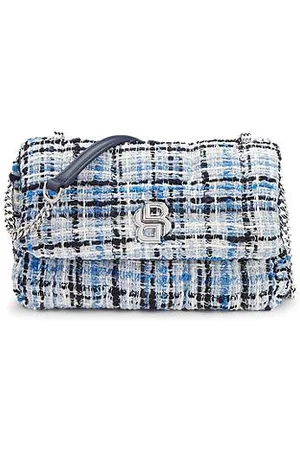 HUGO BOSS Multicoloured-tweed shoulder bag with Double B monogram