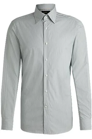 HUGO BOSS Slim-fit shirt in striped cotton