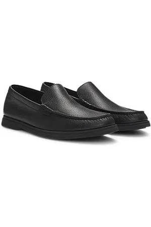 HUGO BOSS Tumbled-leather moccasins with logo detail - Ramadan Edit