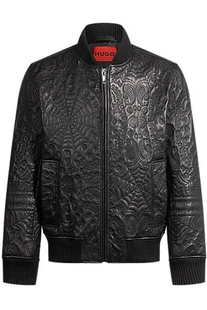 HUGO BOSS Leather jacket with spiderweb and bandana pattern