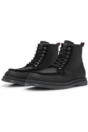 HUGO BOSS Textured-fabric half boots with suede trims
