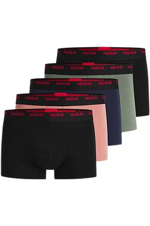 HUGO BOSS Five-pack of stretch-cotton trunks with logo waistbands