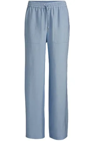 HUGO BOSS Wide-leg drawcord trousers in soft twill