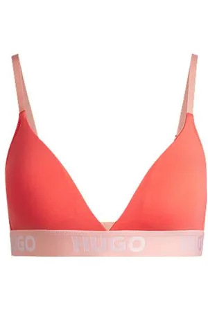 HUGO BOSS Stretch-cotton triangle bra with logo band