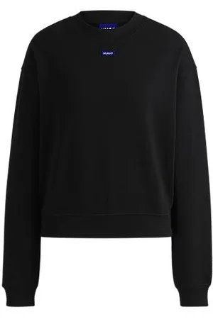 HUGO BOSS Cotton-terry sweatshirt with logo badge