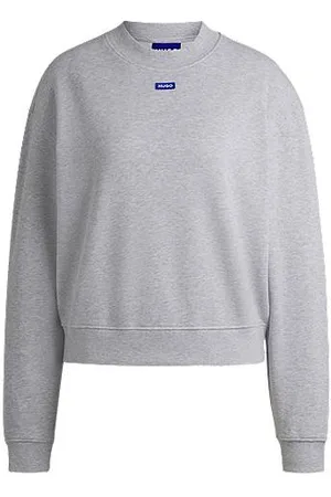 HUGO BOSS Cotton-terry sweatshirt with logo badge