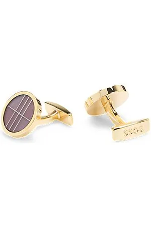 HUGO BOSS Round cufflinks with coloured fibreglass insert - Ramadan Edit