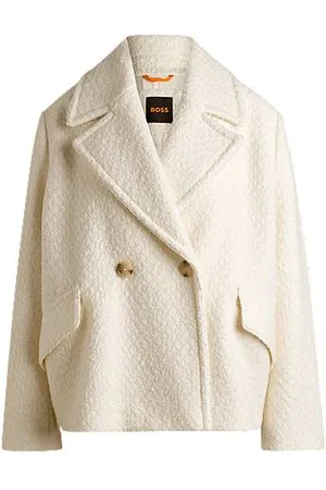HUGO BOSS Loose-fit bouclé coat with double-breasted closure