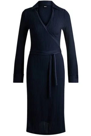 HUGO BOSS Wrap dress in lustrous ribbed jersey - Ramadan Edit