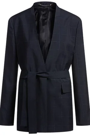 HUGO BOSS Collarless blazer in Italian wool, mohair and Tussah silk - Ramadan Edit