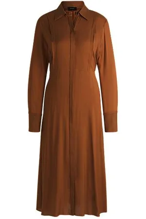 HUGO BOSS Silk-blend shirt dress with double collar - Ramadan Edit