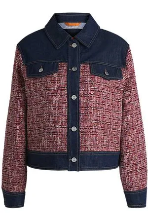 HUGO BOSS Multicoloured-tweed jacket with denim trims
