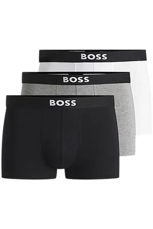 HUGO BOSS Three-pack of stretch-cotton trunks with logo waistbands